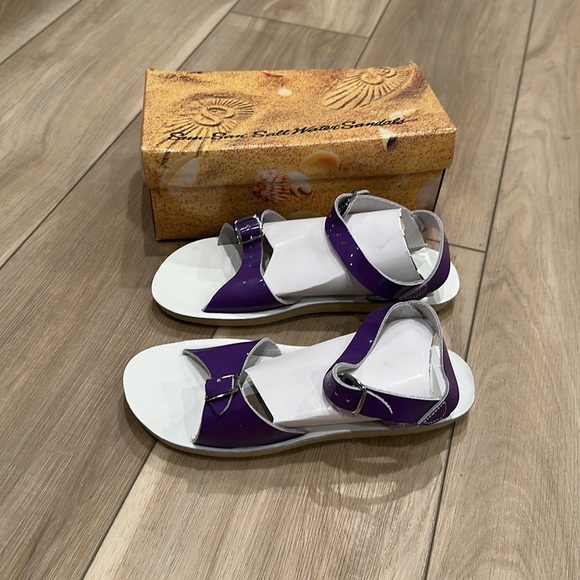 New Little Girls Sun-San Brand Salt Water Sandals Shiny Purple Surfer Size 3 - Picture 5 of 9